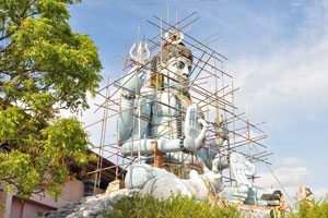 The statue of Lord Shiva is in the process of reconstruction in 2018