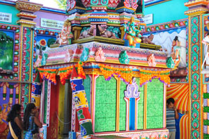 In line with custom of Tamil Hindu temple compounds, the complex houses shrines to several deities
