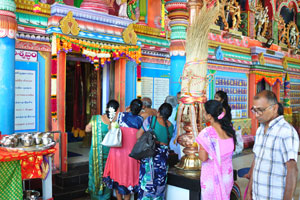 Hindu followers are inside the temple