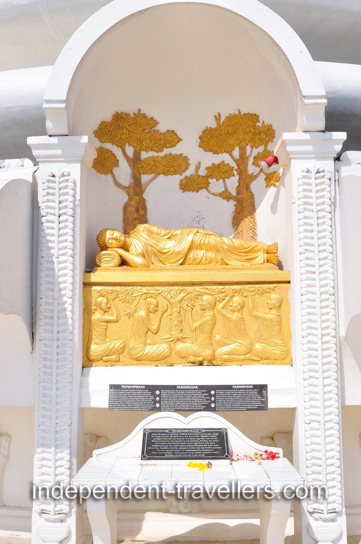 A sleeping golden statue of Japanese Peace Pagoda