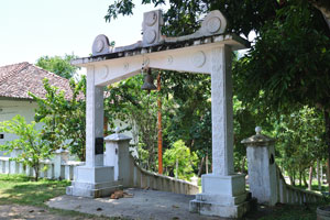 The bell is at the entrance to Gananandarama Purana Maha Viharaya buddhist temple