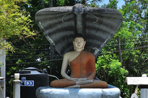 Snake statue of Gananandarama Purana Maha Viharaya buddhist temple