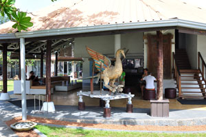 A huge artificial bird is located in the area of the Calamander Unawatuna Beach Resort