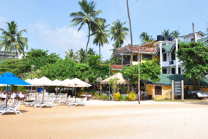 A guest house is on the beach