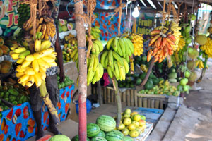 Fruits are for sale in the street outlet