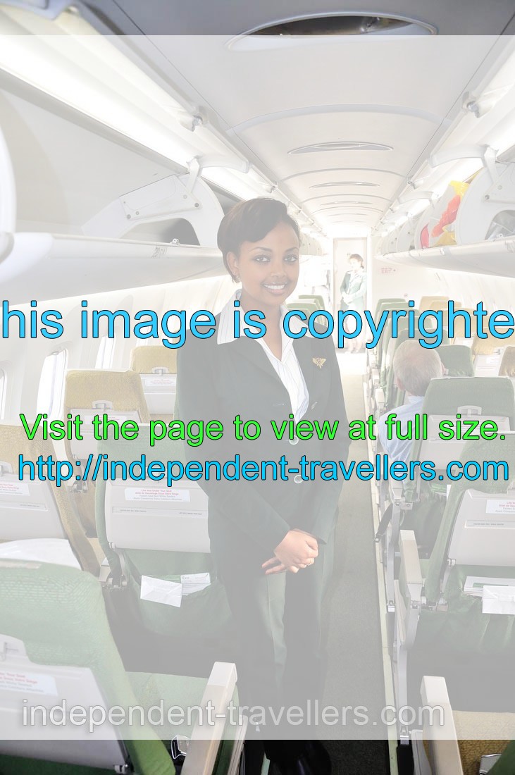 Beautiful stewardess on the flight from Addis Ababa to Mekele