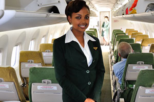 Beautiful stewardess on the flight from Addis Ababa to Mekele