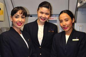 Three gorgeous flight attendants