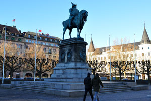 This is an equestrian statue of King Charles X Gustav of Sweden