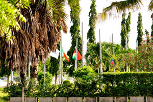 Togolese flags surround the roundabout of Independence monument