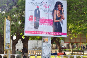 An advertising board is located near the Central railway station