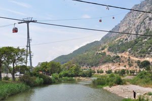 The small water channel as seen from the bridge which connects the lower station of the cable car to D.400 road