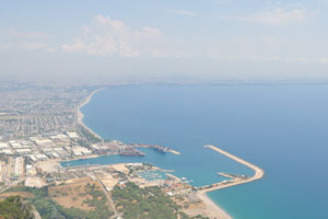 Port of Antalya as seen from the upper station of the cable car