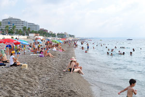 Konyaalti Beach is a stretch of pebbles and sand many kilometers long