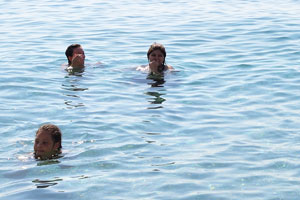People swim in the sea on Konyaalti Beach