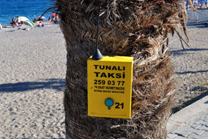 The Konyaalti Taxi Call Box #21 is a button transmitting a call to a taxi from the beach