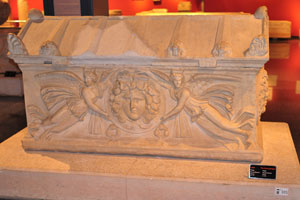 The Sarcophagus from the Roman Period was found in Perge “The sarcophagus with a medallion” (inv.: 380)