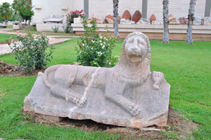 A stone relief depicting a lion