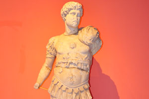 The marble statue of Emperor Hadrian from the 2nd century AD was found in Perge