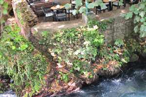 The waterfall is located in a small park that boasts some well-cultivated gardens
