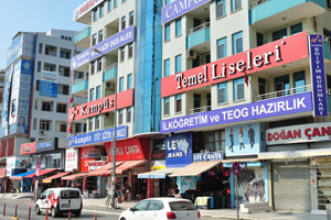 This colourful building is located opposite Doğu Garaji taxi stand