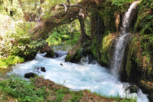 The Düden River enters the Mediterranean sea east of Antalya