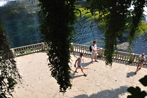 The observation platform as seen from the cave holes
