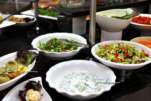 Salads are available in the Sultan restaurant