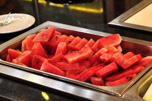Watermelon is available in the Sultan restaurant
