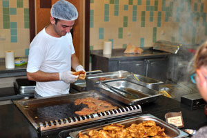 Fried meat is available in the Sultan restaurant