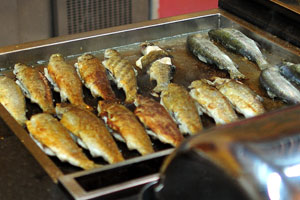 Fried fish is available in the Sultan restaurant