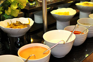 Different sauces are available in the Sultan restaurant