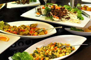 Meat salads are available in the Sultan restaurant