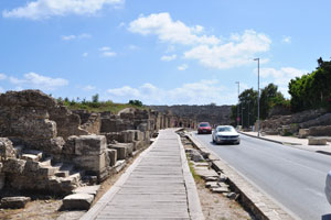Walking along Liman street in the direction of the amphitheater