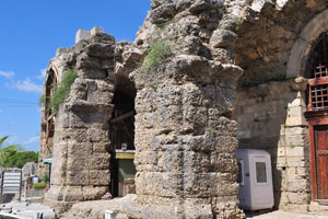 The entrance to the ancient theatre of Side