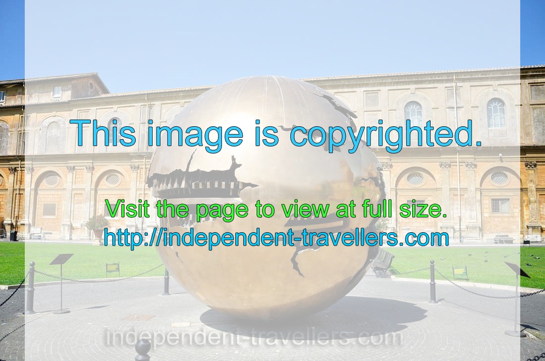 “Sphere Within a Sphere” by Pomodoro is in the Cortile della Pigna