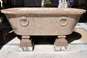 Octagonal Courtyard: This tub was made out of a single block of red granite