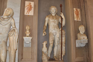 The statue of Dionysus is in the Gallery of the Candelabra
