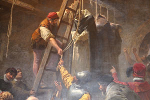 “Martyrs of Gorkum” (1867) painted by Cesare Fracassini is in the Sobieski's room