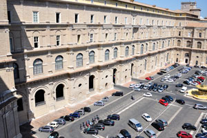The Belvedere Courtyard was designed by Donato Bramante in 1506