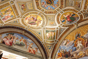 Raphael Rooms: The ceiling of the Room of the Signatura “Stanza della segnatura”