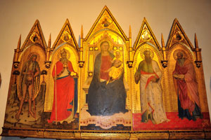 Pinacoteca art gallery, Room I: Madonna and Child, Sts. Honofrius, Nicholas, Bartholomew and John the Evangelist