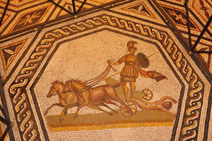 The mosaic “Achilles drags Hector's body” (3rd century AD) is on the floor of the Aldobrandini Wedding room