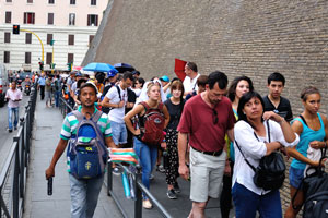 Visitors hoping to see the museums of the Vatican City have to queue for tickets