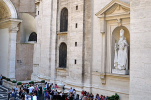 This small square is located between the Sistine Chapel and the Papal Basilica of St. Peter
