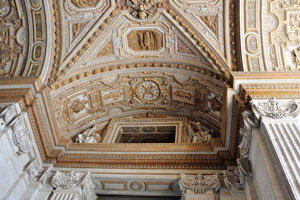The ceiling of the porch of St. Peter's Basilica is very high