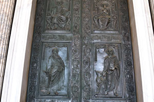 The massive bronze middle door served as the main entrance to the basilica in the past
