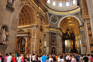 This breathtaking interior of St. Peter's Basilica is in the area of the sculpture of St. Ignatius