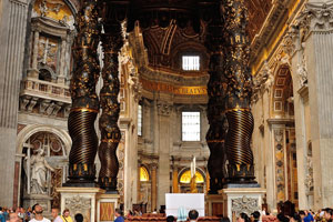 The altar with Bernini's baldacchino is in St. Peter's Basilica