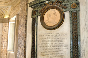 One of the numerous portraits with a latin inscription is in St. Peter's Basilica